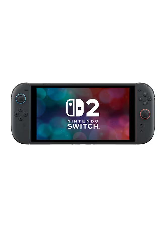 Nintendo Switch 2 in handheld mode, screen on, Joy-Con 2 attached